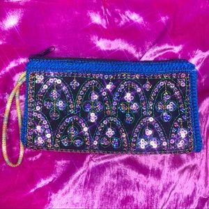 glitter embroidered wristlet / wallet
